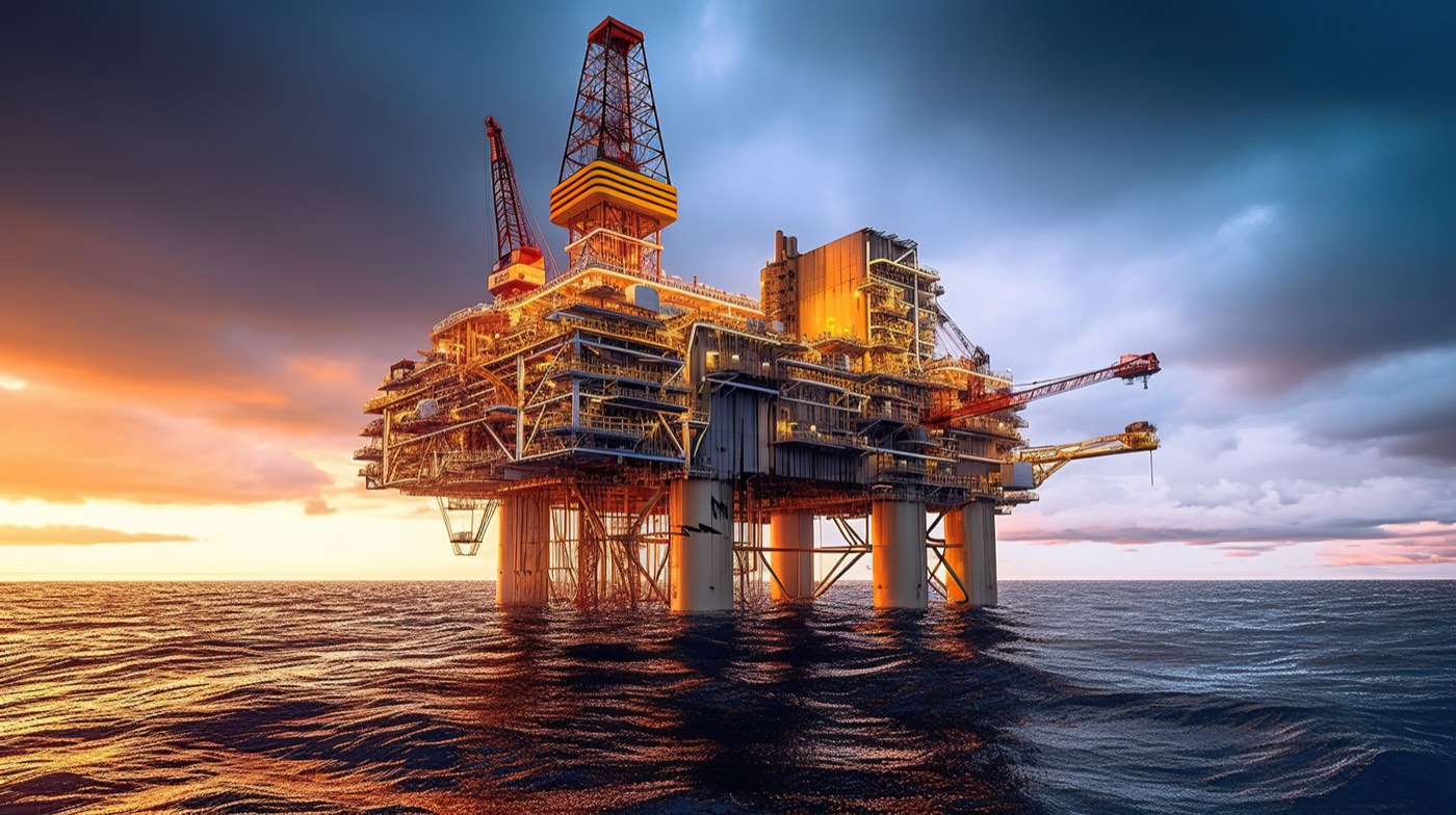 Offshore drilling platform at sea